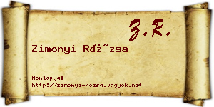 Zimonyi Rózsa névjegykártya